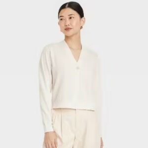 🎯 NWT- A New Day Cream Cropped Button-down Cardigan Women's Size XS